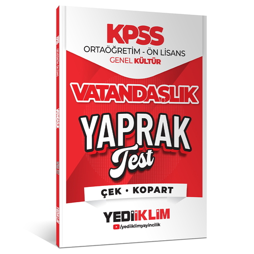 KPSS Ortaöğretim Ön Lisans Genel Kültür Vatandaşlık Çek Kopart Yaprak Test Yediiklim Yayınları 2026