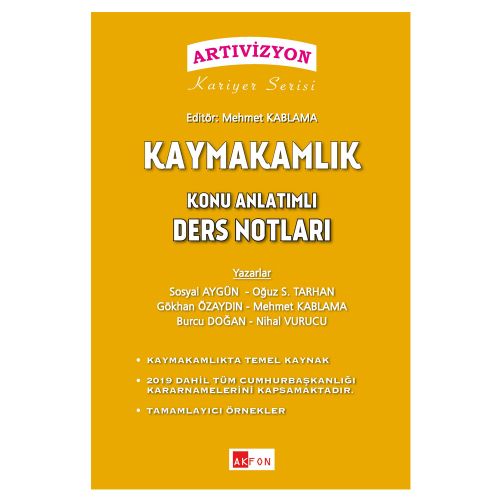 Artıvizyon Kaymakamlık Konu Anlatımlı Ders Notları - Soysal Aygün, Mehmet Kablama