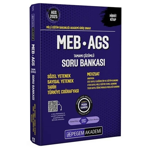 MEB AGS Soru Bankası Sözel Sayısal Yetenek Tarih Türkiye Coğrafyası Pegem Akademi Yayınları 2025