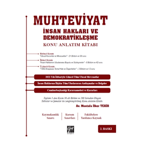 Muhteviyat İnsan Hakları ve Demokratikleşme Konu Anlatım Kitabı Gazi Kitabevi Yayınları 2021