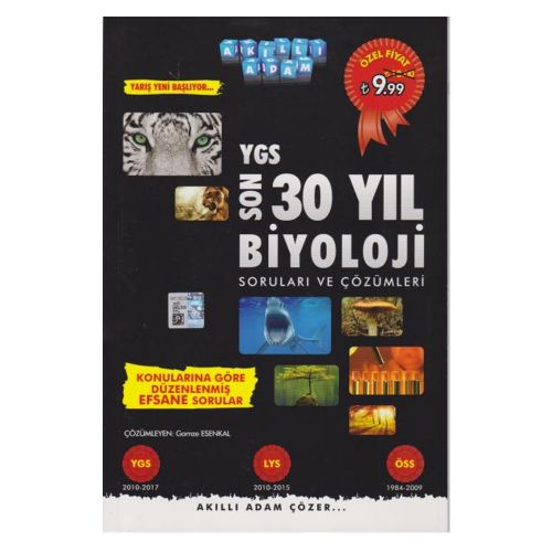 YGS Son 30 Yıl Biyoloji Soruları ve Çözümleri Akıllı Adam Yayınları