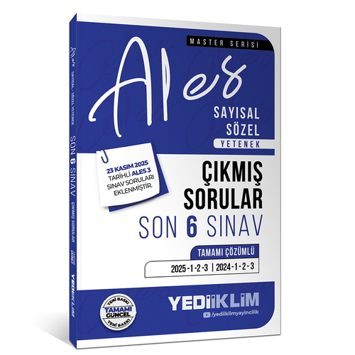 ALES Master Serisi Sayısal Sözel Yetenek Tamamı Çözümlü Son 6 Sınav Çıkmış Sorular Yediiklim Yayınları 2026