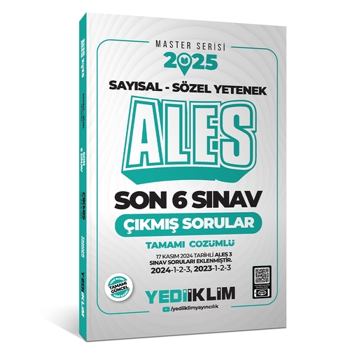 ALES Son 6 Sınav Tamamı Çözümlü Çıkmış Sorular Yediiklim Yayınları 2025