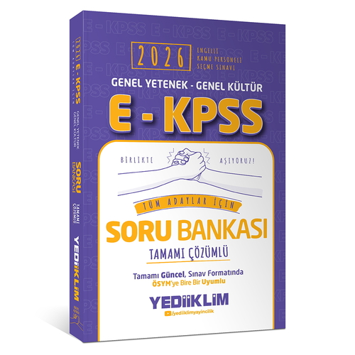 EKPSS Tüm Adaylar İçin Tamamı Çözümlü Soru Bankası Yediiklim Yayınları 2026