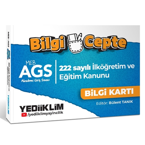 MEB AGS Bilgi Cepte 222 Sayılı İlköğretim ve Eğitim Kanunu Bilgi Kartı (Soru-Cevap) Yediiklim Yayınları 2025