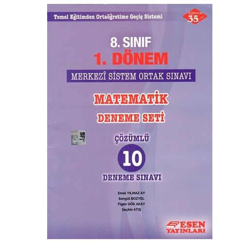 8. Sınıf 1. Dönem Matematik Merkezi Sistem Ortak Sınavı Deneme Seti - Esen Yayınları