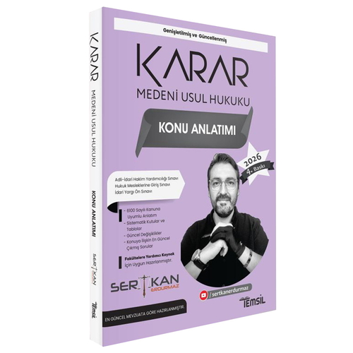 KARAR Medeni Usul Hukuku Konu Anlatımı Temsil Kitap Yayınları 2026