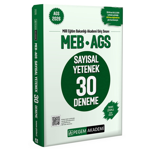MEB AGS Sayısal Yetenek 30 Deneme Tamamı Çözümlü Pegem Akademi Yayınları 2026