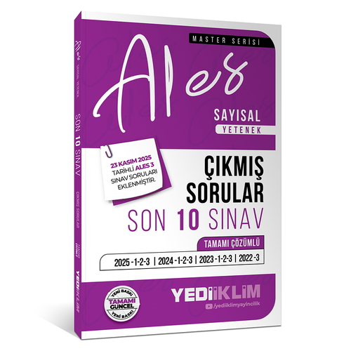 ALES Master Serisi Sayısal Yetenek Son 10 Sınav Çıkmış Sorular Yediiklim Yayınları 2026
