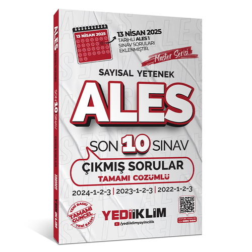 ALES Master Serisi Sayısal Yetenek Tamamı Çözümlü Son 10 Sınav Çıkmış Sorular Yediiklim Yayınları 2025