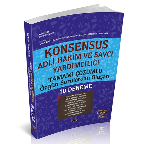 KONSENSUS Hakim ve Savcı Yardımcılığı 10 Deneme Savaş Yayınları Kasım 2024