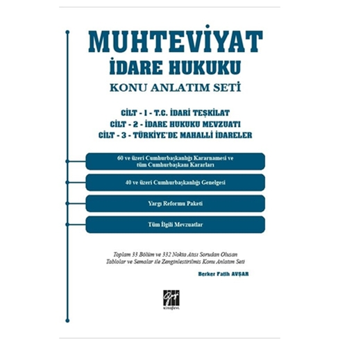 Muhteviyat İdare Hukuku Konu Anlatım Seti (3 Cilt Takım) Gazi Kitabevi Yayınları 2020