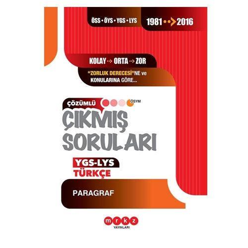 YGS LYS Türkçe Paragraf Çözümlü Çıkmış Sorular 1981-2016 Merkez Yayınları