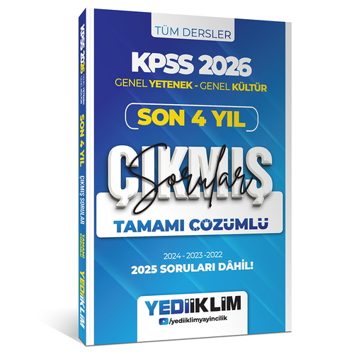 KPSS Genel Yetenek Genel Kültür Son 4 Yıl Çıkmış Sorular Yediiklim Yayınları 2026