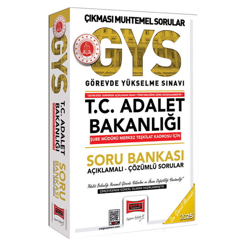 T.C. Adalet Bakanlığı GYS Şube Müdürü Merkez Teşkilat Kadrosu İçin Soru Bankası Yargı Yayınları 2025
