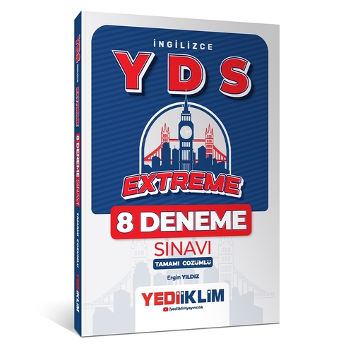 YDS İngilizce Extreme Tamamı Çözümlü 8 Deneme Sınavı Yediiklim Yayınları 2025