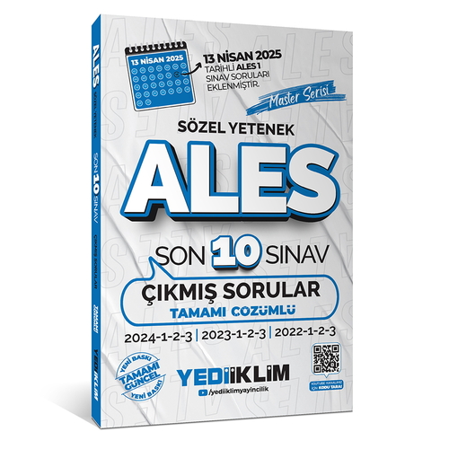 ALES Master Serisi Sözel Yetenek Tamamı Çözümlü Son 10 Sınav Çıkmış Sorular Yediiklim Yayınları 2025