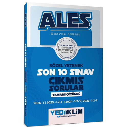 ALES Master Serisi Sözel Yetenek Son 10 Sınav Çıkmış Sorular Yediiklim Yayınları 2026
