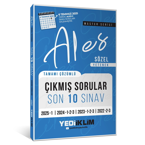 ALES Master Serisi Sözel Yetenek Son 10 Sınav Çıkmış Sorular Yediiklim Yayınları 2025