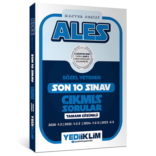 ALES Master Serisi Sözel Yetenek Son 10 Sınav Çıkmış Sorular Yediiklim Yayınları 2027