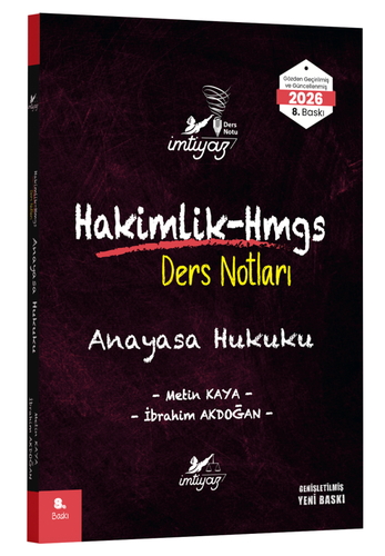 Hakimlik HMGS Ders Notları Anayasa Hukuku İmtiyaz Yayınları 2026