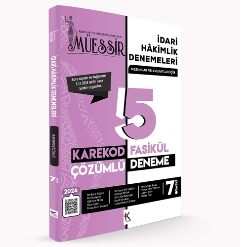 MÜESSİR İdari Hakimlik Denemeleri Karekod Çözümlü 5 Deneme Temsil Kitap Yayınları 2024
