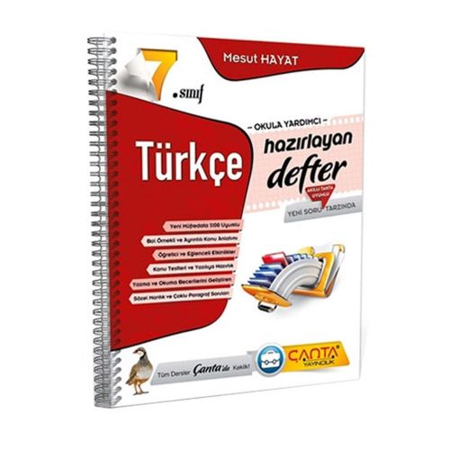 7. Sınıf Türkçe Hazırlayan Defter Çanta Yayınları