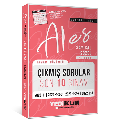 ALES Master Serisi Sayısal Sözel Yetenek Tamamı Çözümlü Son 10 Sınav Çıkmış Sorular Yediiklim Yayınları 2025