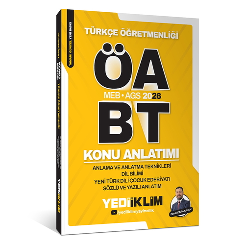 ÖABT MEB AGS Türkçe Öğretmenliği Anlama ve Anlatma Teknikleri Konu Anlatımı Yediiklim Yayınları 2026