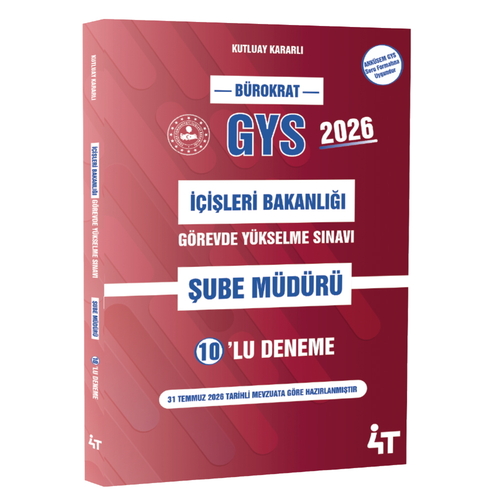 İçişleri Bakanlığı Görevde Yükselme Sınavı Şube Müdürü 10’lu Deneme 4T Yayınları 2026