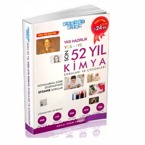 YKS Hazırlık Son 53 Yıl Kimya Soruları ve Çözümleri - Akıllı Adam Yayınları