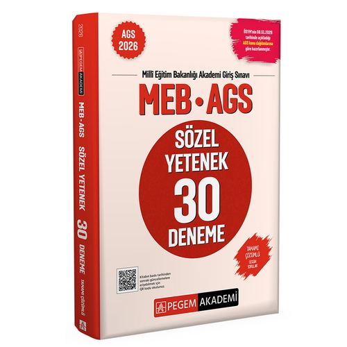 MEB AGS Sözel Yetenek 30 Deneme Tamamı Çözümlü Pegem Akademi Yayınları 2026