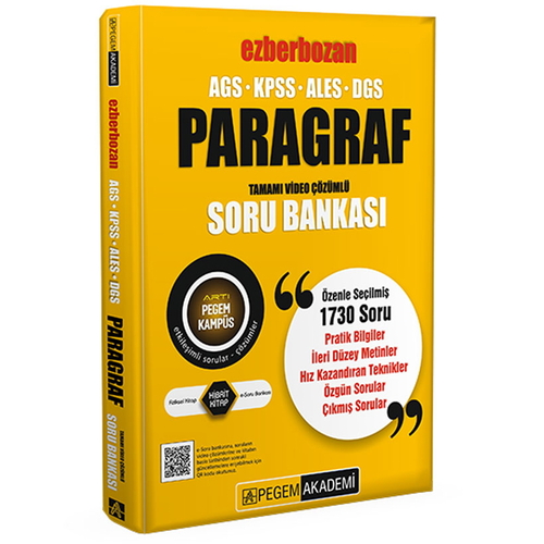 AGS KPSS ALES DGS Ezberbozan Paragraf Tamamı Video Çözümlü Soru Bankası Pegem Akademi Yayınları 2026