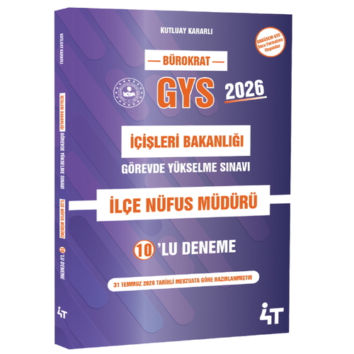 İçişleri Bakanlığı Görevde Yükselme Sınavı İlçe Nüfus Müdürü 10’lu Deneme 4T Yayınları 2026