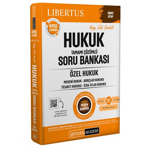 KPSS A Grubu Hukuk Tamamı Çözümlü Soru Bankası Özel Hukuk Pegem Akademi Yayınları