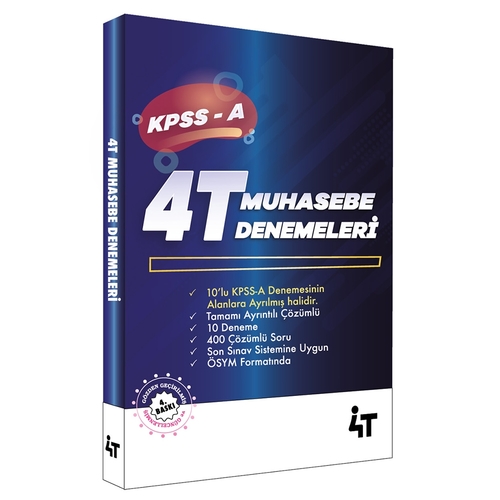 KPSS A Grubu Muhasebe Denemeleri Tamamı Çözümlü 10 Deneme 4T Yayınları 2024