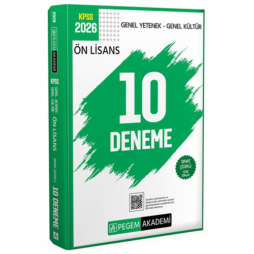 KPSS Genel Yetenek Genel Kültür Ön Lisans Tamamı Çözümlü 10 Deneme Pegem Akademi Yayınları 2026