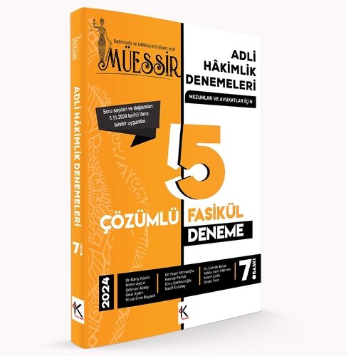 MÜESSİR Adli Hakimlik Denemeleri Çözümlü 5 Fasikül Deneme Temsil Kitap Yayınları 2024
