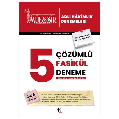 MÜESSİR Adli Hakimlik Denemeleri Çözümlü 5 Fasikül Deneme Kuram Kitap Yayınları 2026