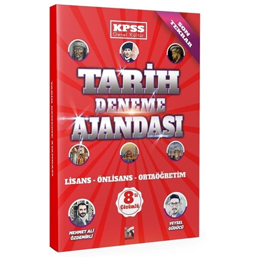KPSS Tarih Deneme Ajandası 8 Deneme Çözümlü Modus Yayınları 2020