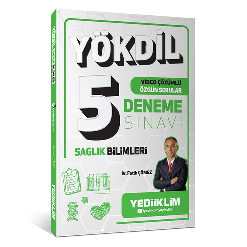YÖKDİL Sağlık Bilimleri Video Çözümlü Özgün Sorular 5 Deneme Sınavı Yediiklim Yayınları