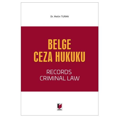 Belge Ceza Hukuku Records Criminal Law - Metin Turan