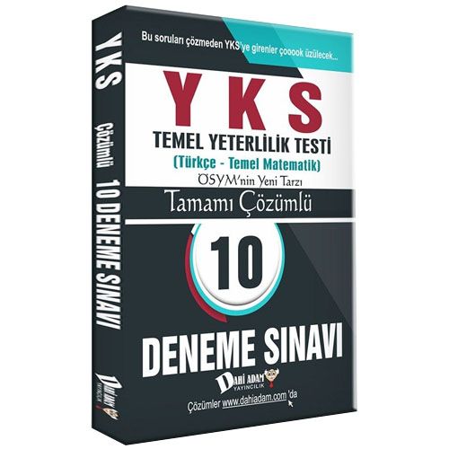 YKS TYT Tamamı Çözümlü 10 Deneme Sınavı Dahi Adam Yayınları
