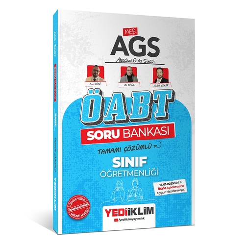 MEB AGS ÖABT Sınıf Öğretmenliği Tamamı Çözümlü Soru Bankası Yediiklim Yayınları 2025