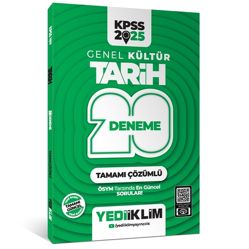 KPSS Genel Kültür Tarih Tamamı Çözümlü 20 Deneme Yediiklim Yayınları 2025