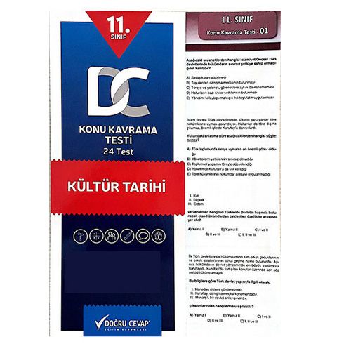 11. Sınıf Kültür Tarihi Konu Kavrama Testi Doğru Cevap Yayınları