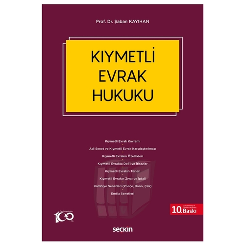 Kıymetli Evrak Hukuku - Şaban Kayıhan
