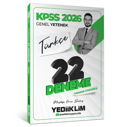 KPSS Genel Yetenek Türkçe Tamamı Çözümlü 22 Deneme Sınavı Yediiklim Yayınları 2026