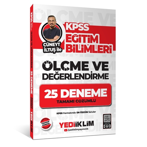 KPSS Eğitim Bilimleri Cüneyt İltuş İle Ölçme ve Değerlendirme 25 Deneme Sınavı Yediiklim Yayınları 2025