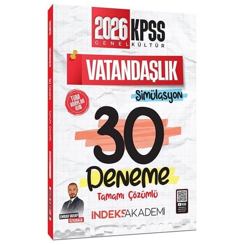 KPSS Vatandaşlık Simülasyonu 30 Deneme Tamamı Çözümlü İndeks Akademi Yayınları 2026